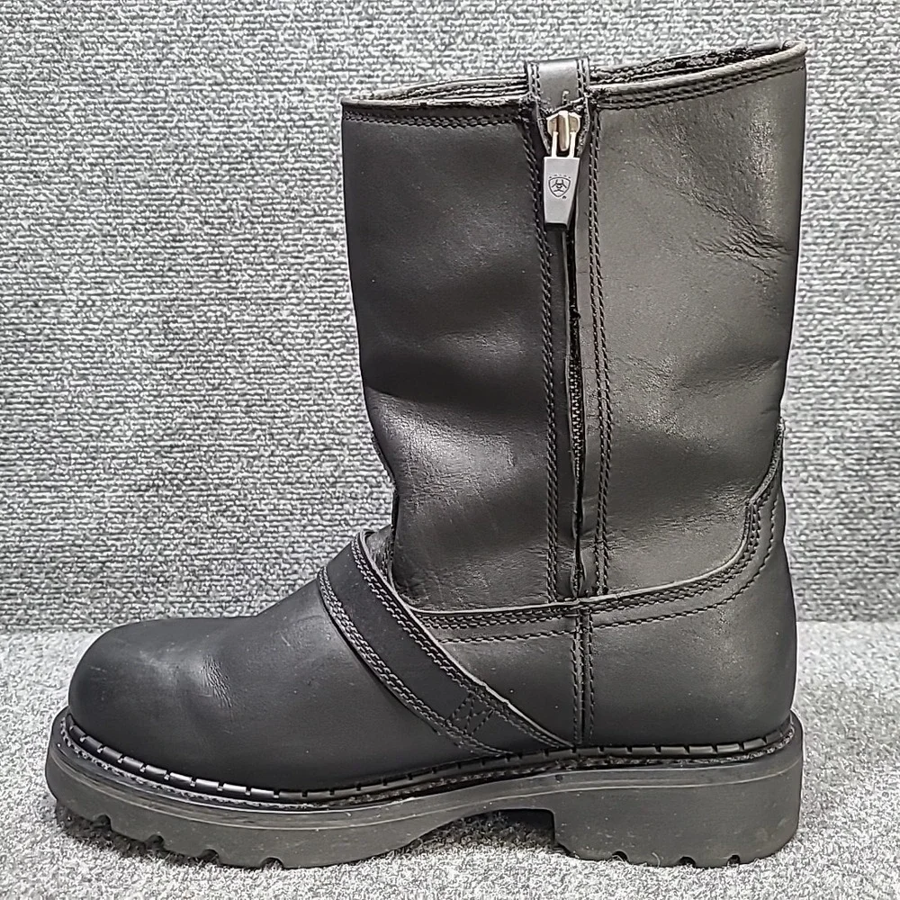 Ariat Metal Mounts Alloy H2O Black Motorcycle Boots Men's Sz 9.5EE